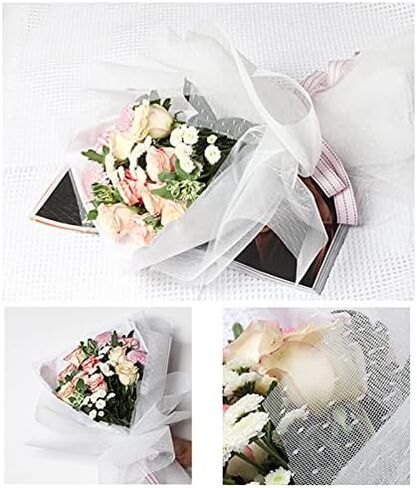 20 Sheets Floral Wrapping Mesh Paper Round Circle Net Openwork Floral Package Paper Roll DIY Flower Bouquet Gift Packing Materials Craft Net Paper Florist Supplies for Birthday Wedding Holiday Decor in Saudi Arabia