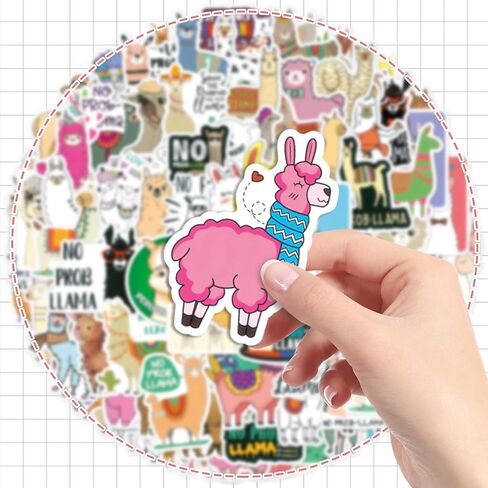 Funny Llama Stickers 100PCS Cute Animal Alpaca Decals Gifts for Boys Girls Kids Teens Vinyl Waterproof Stickers for Water Bottles Laptop Skateboard Llama Party Favors in Saudi Arabia