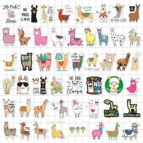 Funny Llama Stickers 100PCS Cute Animal Alpaca Decals Gifts for Boys Girls Kids Teens Vinyl Waterproof Stickers for Water Bottles Laptop Skateboard Llama Party Favors in Saudi Arabia