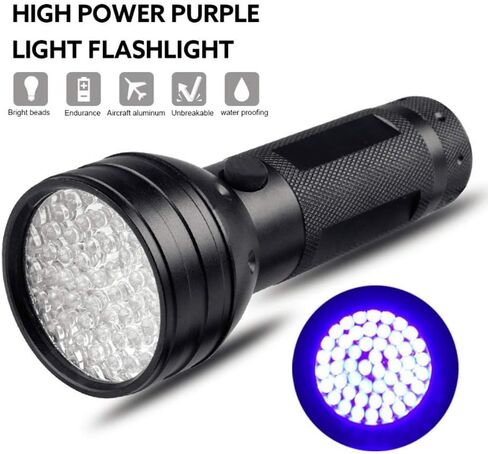 NVTED UV Ultraviolet Flashlight Blacklight, 51 LED 395 nM Handheld Portable Black light Pet Urine and Stain Detector Flashlights in Kuwait