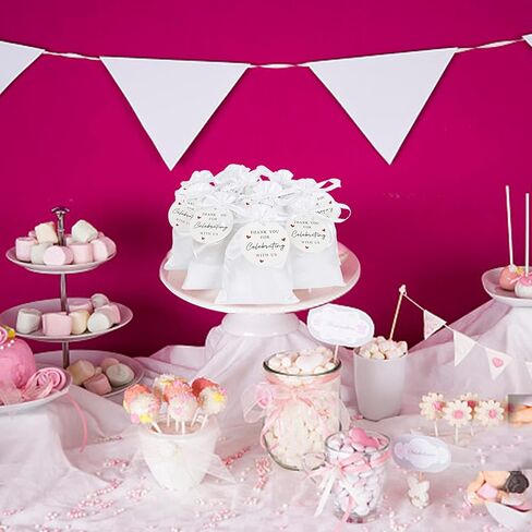 60PCS Satin Gold Gift Bags, 5 x 7 Inches Jewelry Pouches Wedding Favor Drawstring Bags Baby Shower Christmas Gift Bags, Candy Bags with Thank You Tags in Kuwait