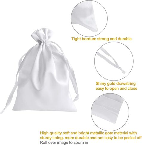 60PCS Satin Gold Gift Bags, 5 x 7 Inches Jewelry Pouches Wedding Favor Drawstring Bags Baby Shower Christmas Gift Bags, Candy Bags with Thank You Tags in Kuwait