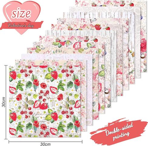 24 Sheets 6'' x 6'' Single-sided Retro Strawberry Scrapbook Paper, Summer Fruits Cardstock Paper, Pink Green Decorative Craft Paper for Card Making Scrapbook Photo Album Journal DIY Craft in Saudi Arabia