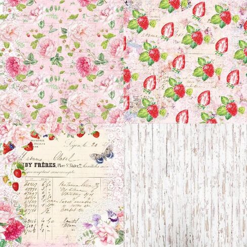 24 Sheets 6'' x 6'' Single-sided Retro Strawberry Scrapbook Paper, Summer Fruits Cardstock Paper, Pink Green Decorative Craft Paper for Card Making Scrapbook Photo Album Journal DIY Craft in Saudi Arabia
