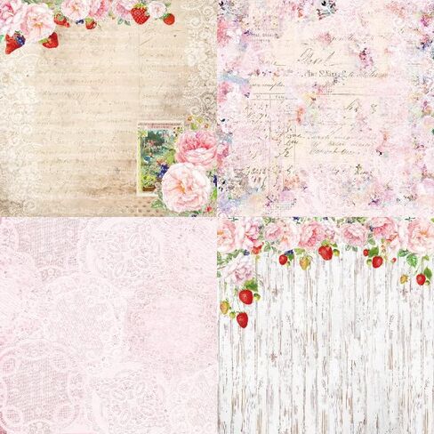 24 Sheets 6'' x 6'' Single-sided Retro Strawberry Scrapbook Paper, Summer Fruits Cardstock Paper, Pink Green Decorative Craft Paper for Card Making Scrapbook Photo Album Journal DIY Craft in Saudi Arabia