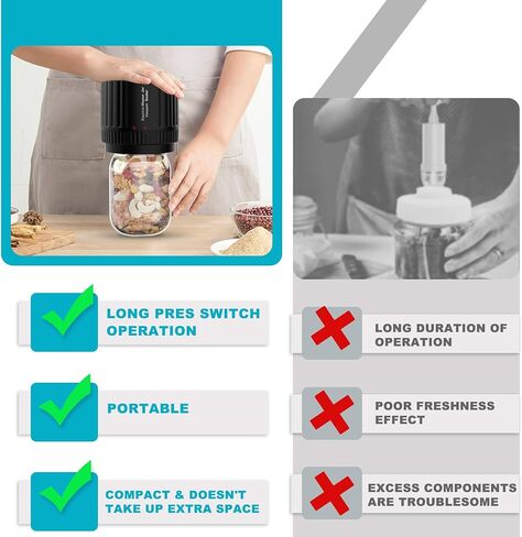 Electric Mason Jar Vacuum Sealer - Cannning Vacuum Sealer Compatible with Wide-Mouth and Regular-Mouth Mason Jars Vacuum Sealer Kit for Food Storage with LED Display -Black in Kuwait