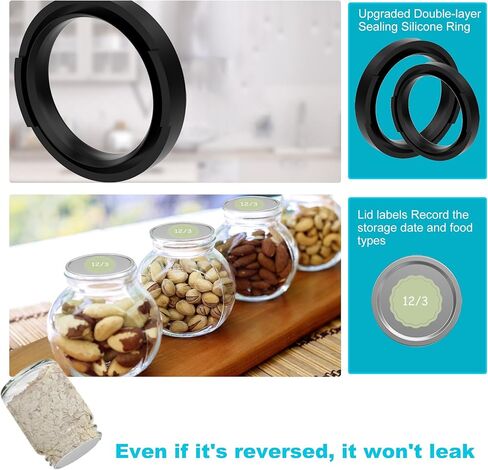 Electric Mason Jar Vacuum Sealer - Cannning Vacuum Sealer Compatible with Wide-Mouth and Regular-Mouth Mason Jars Vacuum Sealer Kit for Food Storage with LED Display -Black in Kuwait