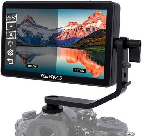 FEELWORLD F6 Plus V2 6-inch Camera Field Touch Screen Monitor with HDR 3D Lut Small Full HD 1920x1080 IPS Video Peaking Focus Assist 4K HDMI 8.4V DC Input Output Include Tilt Arm in Saudi Arabia