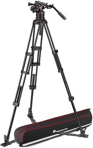 Manfrotto Nitrotech 612 Fluid Head for Video Shooting with Aluminium Twin Leg Tripod Ground Spreader for DSLR, Mirrorless, Video and Cinema Camera Systems - 18 kg Payload in Saudi Arabia