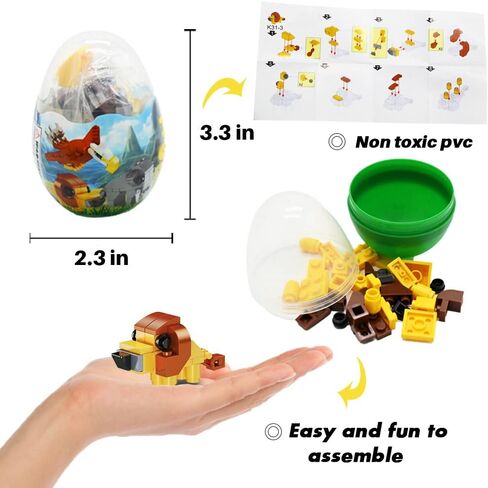 WODMAZ 12PCS PreFilled Easter Eggs with Jungle Animals Building Blocks, Easter Safari Animals Toys Set for Kids Easter Gifts, Easter Basket Stuffers Fillers, Easter Hunt Classroom Prize Toys in Saudi Arabia