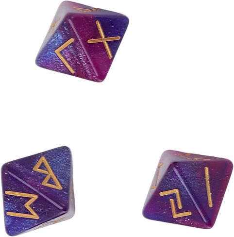 VBESTLIFE Rune Dice، 3 قطع من النرد الروني 8 جوانب من السماء والنجوم بألوان زاهية غامضة وتعلم التنجيم مجموعة نرد متعددة السطوح للبالغين (أزرق) in Saudi Arabia