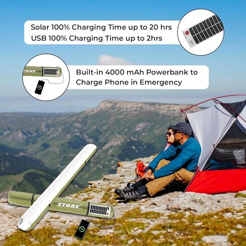 VITCHELO 2 في 1 ضوء التخييم بالطاقة الشمسية / شاحن الهاتف | مصباح خيمة قابل للنفخ مقاوم للماء والغبار IP66 قابل لإعادة الشحن بقدرة 4000 مللي أمبير في الساعة مع ملحق مغناطيسي للتخييم ومعدات طوارئ الإعصار والسفر in Kuwait