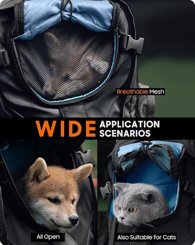 حقيبة ظهر لحمل الكلاب الصغيرة، مقاومة للماء، جيدة التهوية، جيب للوجبات الخفيفة، لوحة خلفية مريحة. مثالية للحيوانات الأليفة الصغيرة والقطط في الأنشطة الخارجية. قاعدة صلبة من مادة EVA، حجرة منفصلة للكمبيوتر المحمول (أزرق) in Kuwait