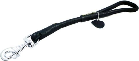 Round Genuine Rolled Leather Dog Short Leash 20" Long 5/8" Wide Black Lead for Large Breeds in Saudi Arabia