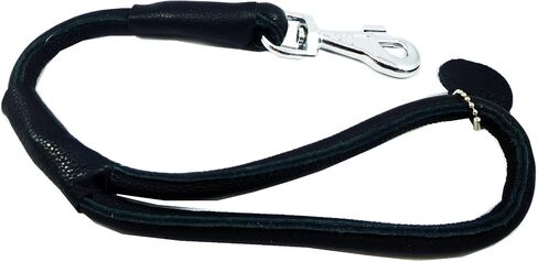 Round Genuine Rolled Leather Dog Short Leash 20" Long 5/8" Wide Black Lead for Large Breeds in Saudi Arabia