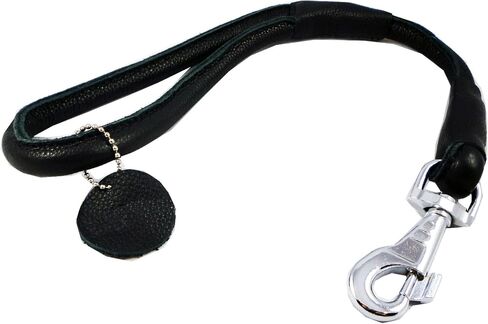 Round Genuine Rolled Leather Dog Short Leash 20" Long 5/8" Wide Black Lead for Large Breeds in Saudi Arabia