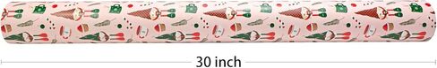 لفة ورق جامبو قابلة للعكس لعيد الميلاد - جنوم وردي ورقاقات ثلجية حمراء - 30 بوصة × 100 قدم in Kuwait