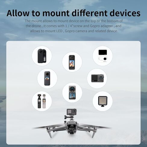 حامل توسيع للكاميرا لطائرة DJI Air 3 بدون طيار، مع فتحة لولبية 1/4 بوصة، حامل حذاء بارد، متوافق مع DJI OSMO Action 4 3 Pocket 2 1 Insta360 Go 3 2 Go Pro 11 10 9 كاميرات الحركة in Saudi Arabia