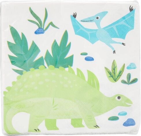 Blue & Green Dinosaur Disposable Beverage Napkins (Pack of 16) - Perfect for Dinosaurs-themed Parties & Celebrations in Saudi Arabia