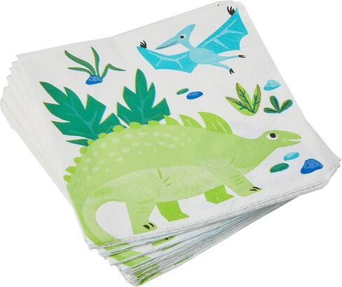 Blue & Green Dinosaur Disposable Beverage Napkins (Pack of 16) - Perfect for Dinosaurs-themed Parties & Celebrations in Saudi Arabia