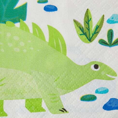 Blue & Green Dinosaur Disposable Beverage Napkins (Pack of 16) - Perfect for Dinosaurs-themed Parties & Celebrations in Saudi Arabia