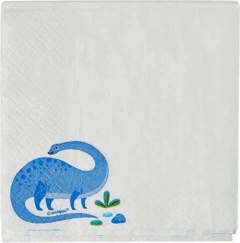 Blue & Green Dinosaur Disposable Beverage Napkins (Pack of 16) - Perfect for Dinosaurs-themed Parties & Celebrations in Saudi Arabia