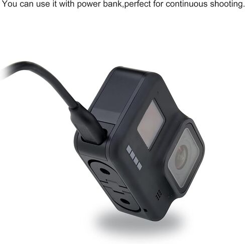 غطاء بطارية بديل من الألومنيوم من QiuNiu لكاميرا GoPro Hero 8 باللون الأسود، يتميز بمنفذ محجوز من النوع C يسمح بالشحن وتوصيل الملحقات in Kuwait