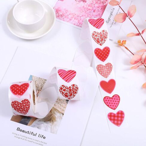 Elcoho 600 Pieces Multicolor Self-Adhesive Heart-Shaped Stickers Valentine's Day Heart Stickers for Valentine's Day or Wedding Decorations in Saudi Arabia