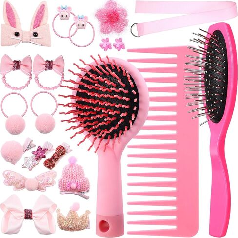 YoungJoy 21 Pcs Doll Hair Play Hair Styling Accessories Hair Brush Set Pink Seriesl Doll Hair Beauty Hair Care Tools Compatible with 18 and 14 Inch Dolls The Doll and Other Doll Item(Style 4) in Saudi Arabia
