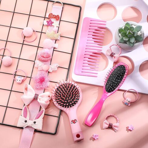 YoungJoy 21 Pcs Doll Hair Play Hair Styling Accessories Hair Brush Set Pink Seriesl Doll Hair Beauty Hair Care Tools Compatible with 18 and 14 Inch Dolls The Doll and Other Doll Item(Style 4) in Saudi Arabia