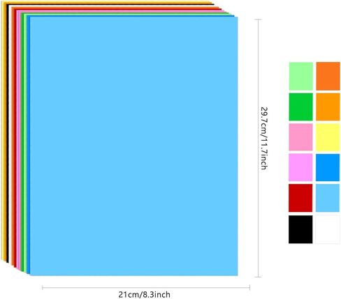 بطاقات ملونة - 60 ورقة 12 ورق بطاقات A4 متعدد الألوان، ورق بطاقات ملون ثقيل الوزن 250 جرامًا لكل متر مربع، ورق طباعة مزدوج سميك لصناعة الأعمال اليدوية، قطع الورق، سجل القصاصات، ديكورات الحفلات in Kuwait