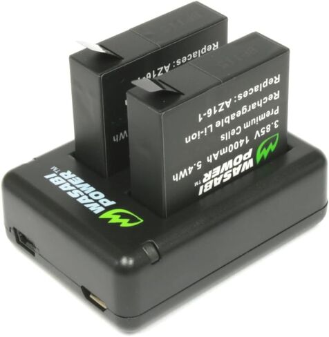 Wasabi Power AZ16-1 Replacement Battery (2-Pack) and Dual USB Charger for Xiaomi YI 4K Camera and YI AZ16-1 in Saudi Arabia
