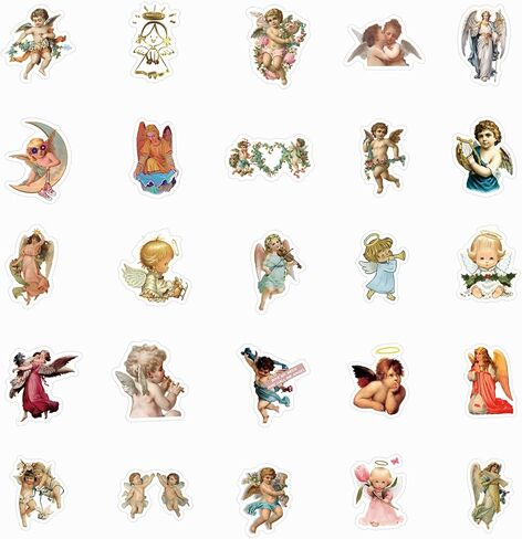 73 قطعة من ملصقات الرسوم المتحركة اللطيفة المقاومة للماء على شكل ملاك عتيقة للأطفال والبنات والأولاد والمراهقين والبالغين لأعياد الميلاد والهالوين لوازم تزيين الحفلات المفضلة لزجاجة المياه والكمبيوتر المحمول والدراجة in Kuwait