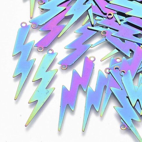 Beadthoven الفولاذ المقاوم للصدأ تخريمية سحر DIY أقراط المعلقات ريشة ورقة فراشة قطرة قوس قزح اللون محفوراً الزينة المعدنية موصلات لقلادة صنع المجوهرات التبعي in Kuwait