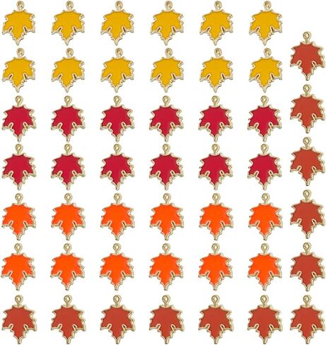 Morofme 48pcs الخريف سحر مابل ليف سحر المعلقات سبيكة المينا الخريف سحر لعيد الشكر صنع المجوهرات DIY سوار الإسورة قلادة القرط المفاتيح النتائج الحرفية in Kuwait