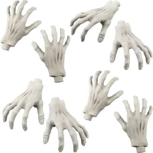 8 قطع من أيدي الزومبي للهالوين يد بلاستيكية وهمية هيكل عظمي واقعي للهالوين زينة دعائم منزل مسكون in Kuwait