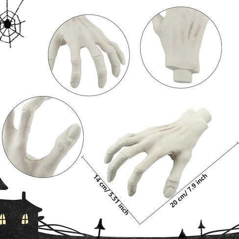 8 قطع من أيدي الزومبي للهالوين يد بلاستيكية وهمية هيكل عظمي واقعي للهالوين زينة دعائم منزل مسكون in Kuwait