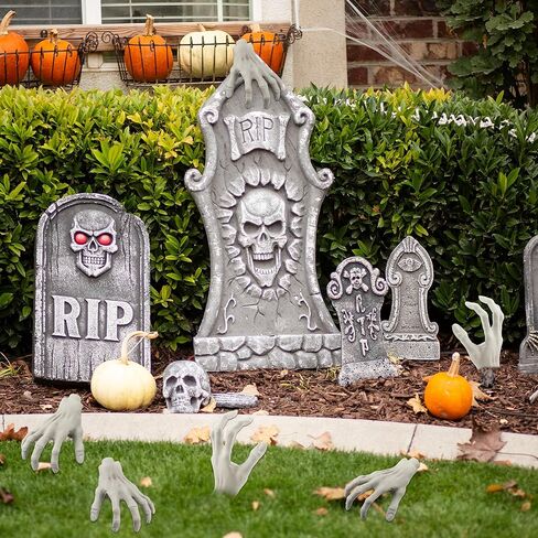 8 قطع من أيدي الزومبي للهالوين يد بلاستيكية وهمية هيكل عظمي واقعي للهالوين زينة دعائم منزل مسكون in Kuwait