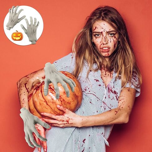 8 قطع من أيدي الزومبي للهالوين يد بلاستيكية وهمية هيكل عظمي واقعي للهالوين زينة دعائم منزل مسكون in Kuwait