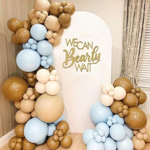 لافتة خشبية من We Can Bearly Wait Sign Gold Teddy Bear لتزيين حمام الطفل، لافتة خشبية لحفلة الكشف عن الجنس (فتاة صبي طفل) in Kuwait