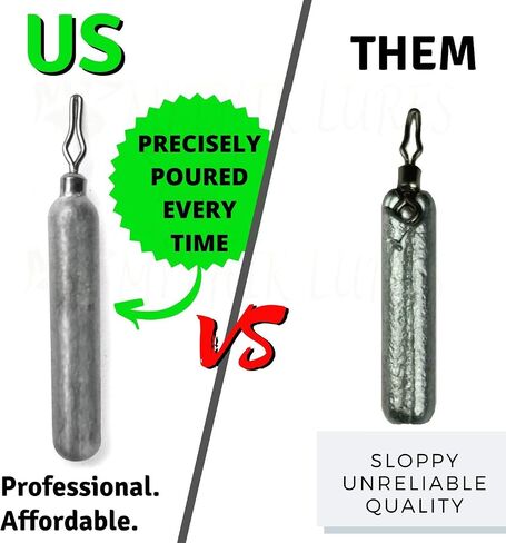 Mythik Lures 20 Pack - Skinny Lead Drop Shot Fishing Weights Sinkers Multiple Sizes 1/8 1/4 3/8 1/2 3/4 1 for Bass Trout Crappie Catfish in Saudi Arabia