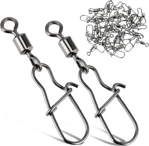 Giantree 25 Pcs Fishing Snap Swivels, High Strength Fishing Swivels Snaps Ball Bearing Swivels with Stainless Steel Saltwater Swivels Fishing Freshwater Tackle Corrosion Resistant Black Nickelized in Saudi Arabia