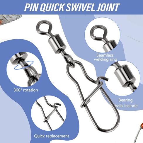 Giantree 25 Pcs Fishing Snap Swivels, High Strength Fishing Swivels Snaps Ball Bearing Swivels with Stainless Steel Saltwater Swivels Fishing Freshwater Tackle Corrosion Resistant Black Nickelized in Saudi Arabia