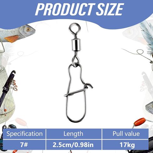 Giantree 25 Pcs Fishing Snap Swivels, High Strength Fishing Swivels Snaps Ball Bearing Swivels with Stainless Steel Saltwater Swivels Fishing Freshwater Tackle Corrosion Resistant Black Nickelized in Saudi Arabia