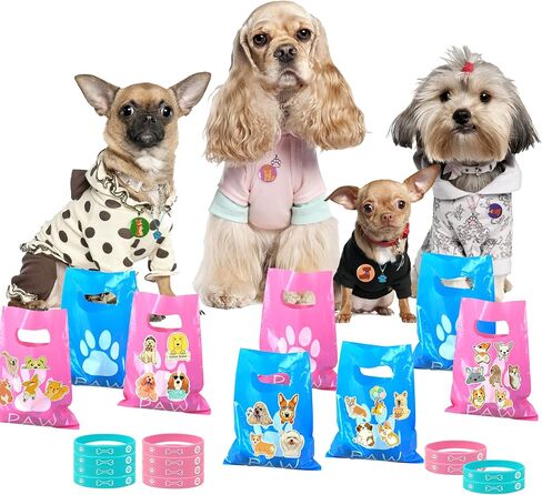 110 قطعة من هدايا حفلات الكلاب والجرو وقلادات الأساور المصنوعة من السيليكون وحقائب الهدايا الجيدة وشارات الأزرار لحفلات أعياد الميلاد وديكورات حفلات استقبال المولود الجديد ومكافآت الفصول الدراسية ومستلزمات موضوعات الكلاب in Kuwait