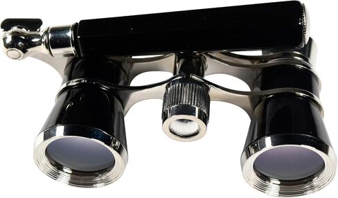 HQRP 3 x 25 Theatre Opera Glasses Binocular, Elegant Black Color with Silver Trim, Built-in Extendable Handle, Crystal Clear Optic in Saudi Arabia