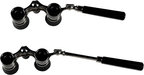 HQRP 3 x 25 Theatre Opera Glasses Binocular, Elegant Black Color with Silver Trim, Built-in Extendable Handle, Crystal Clear Optic in Saudi Arabia
