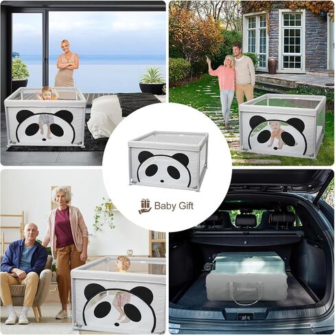 Baby Playpen for Babies and Toddlers, Cartoon Small Play Yard for Baby, Safety Playpen for Baby, Baby Play Area Indoor & Outdoor, 37"×37", Panda in Saudi Arabia