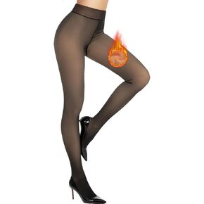 Fleece Lined Tights Fake Translucent Pantyhose for Women Thermal Warm Leggings