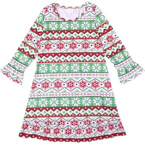 Christmas Toddler Girls Nightgowns Christmas Tree Elk Pattern Sleepwear Night Dress Pajamas 2-8Y